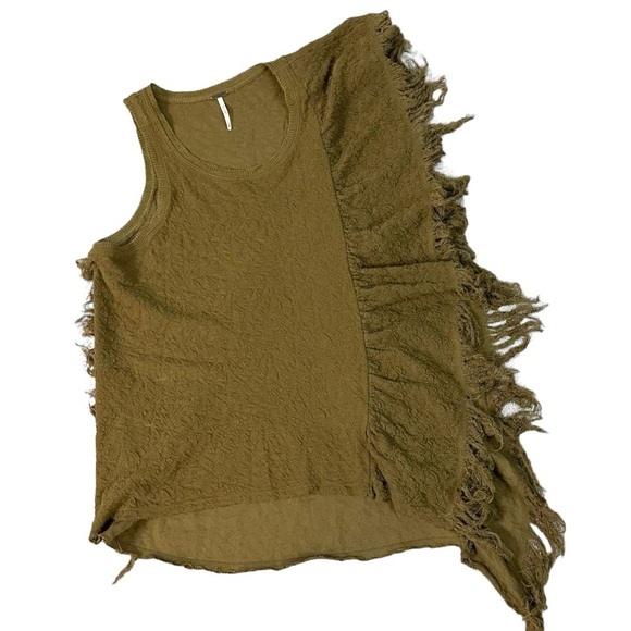 Y2K Free People Subversive Army Green Grunge Tunic Small Forest Fairy Fringe - Picture 5 of 14